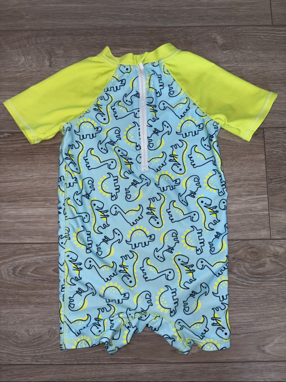 Floatimini Light Blue & Yellow Kids One-Piece Swim with Dinosaur Print